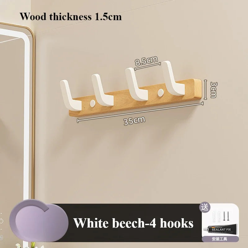 Walnut Hook for Bathroom Towel, Coat Hook, Living Room, Door Back, Clothes, Simple Black Storage, Save Space, No Punching