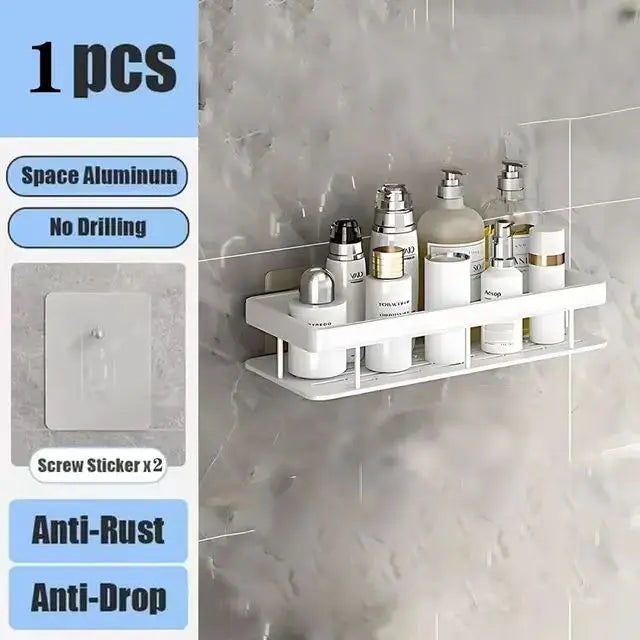 Bathroom & Kitchen Organizer – No-Drill 2-Tier Wall Shelf