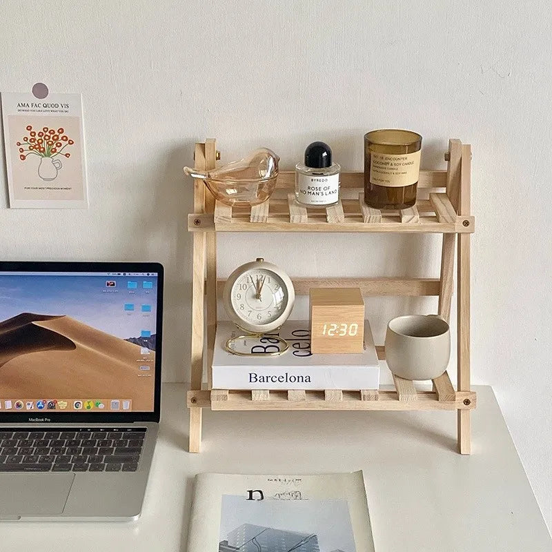 Wooden Storage Shelf 2-Tiers Desktop Organize
