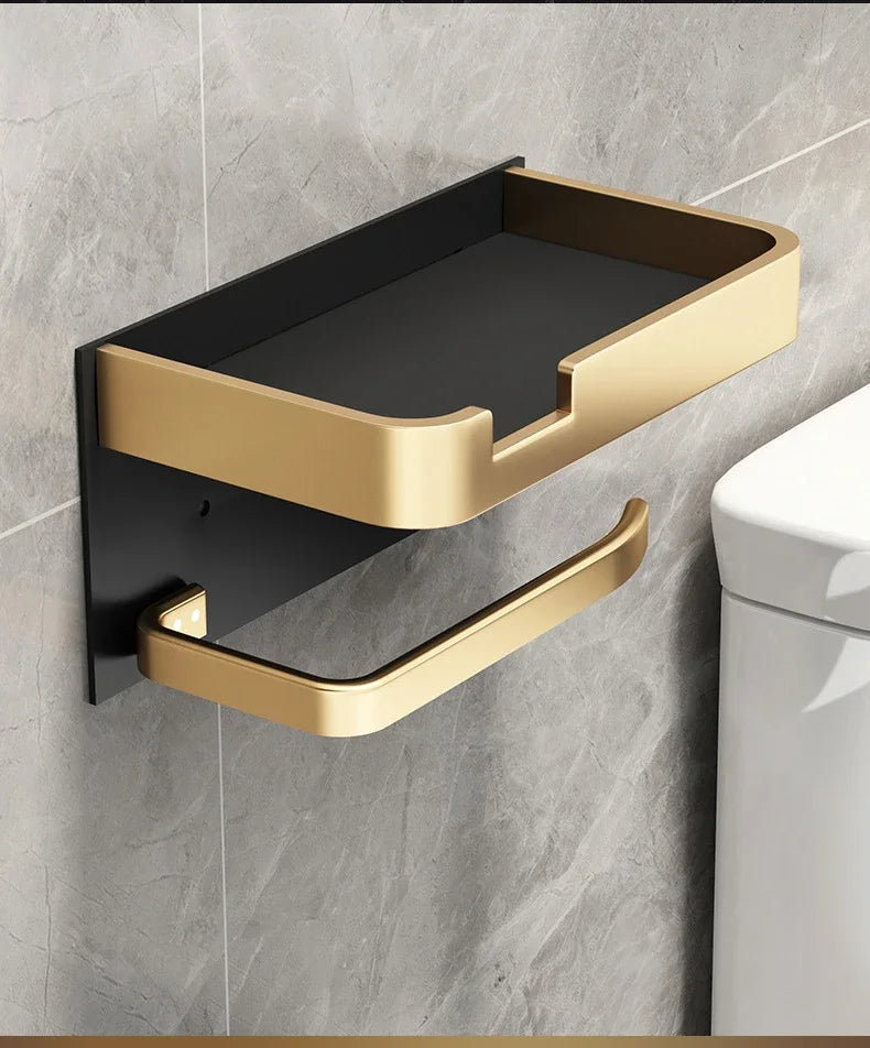 Luxury Black & Gold Toilet Paper Rack