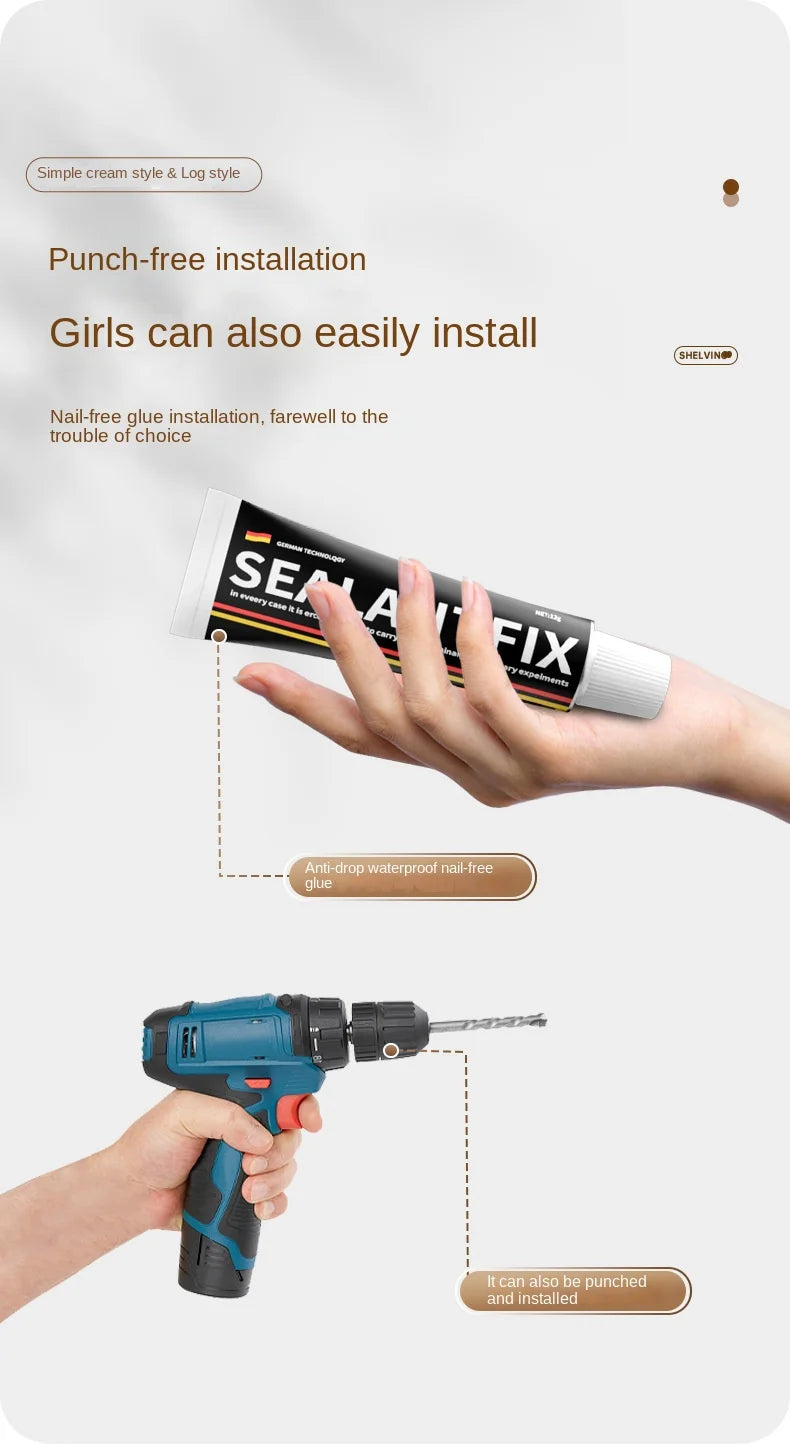 Wall-Mounted Wooden Kitchen Storage Rack