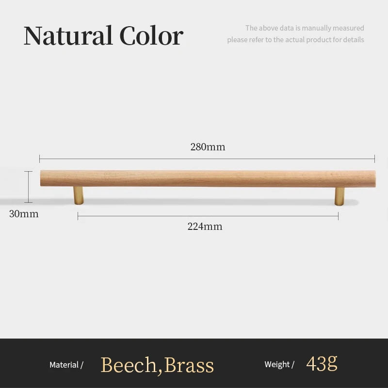 Nordic Walnut Wood Handle T bar Drawer Knobs Cupboard Long Pulls Kitchen Cabinet Door Handle Furniture Decorate Pulls and Knob