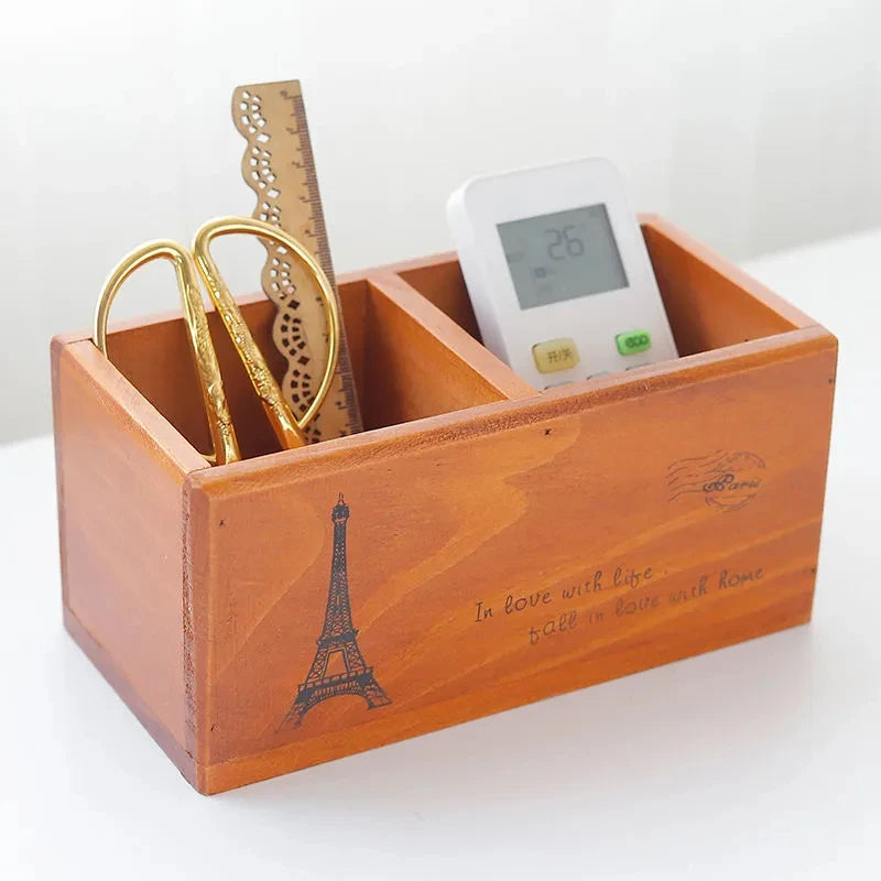 Vintage Wooden Desktop Organizer