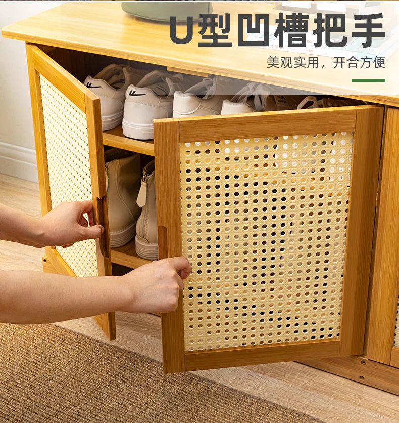 Home Entryway Shoe Bench Sit and Store Shoe Cabinet Breathable Dust-Proof Shoe Organizer Long Bench Shoe Rack for Doorway