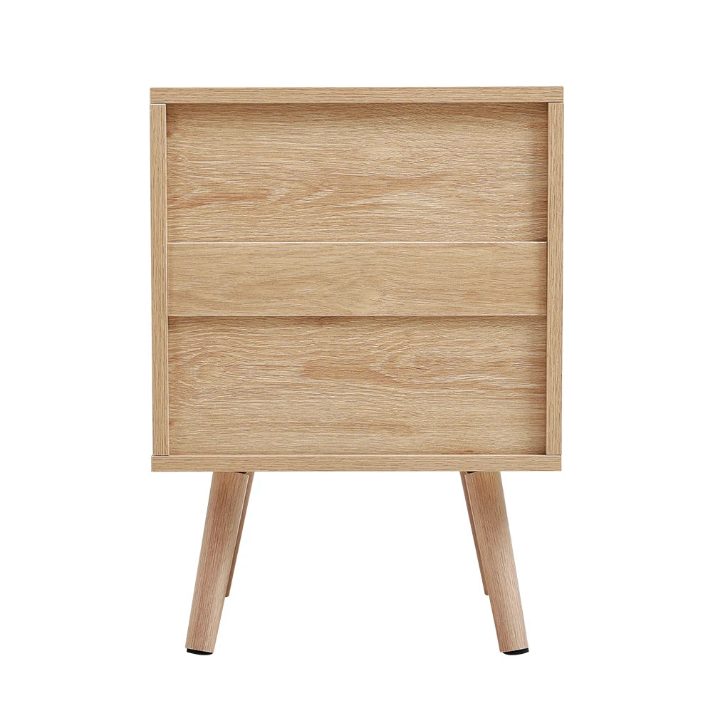 Nordic solid wood rattan side cabinet 2 pieces