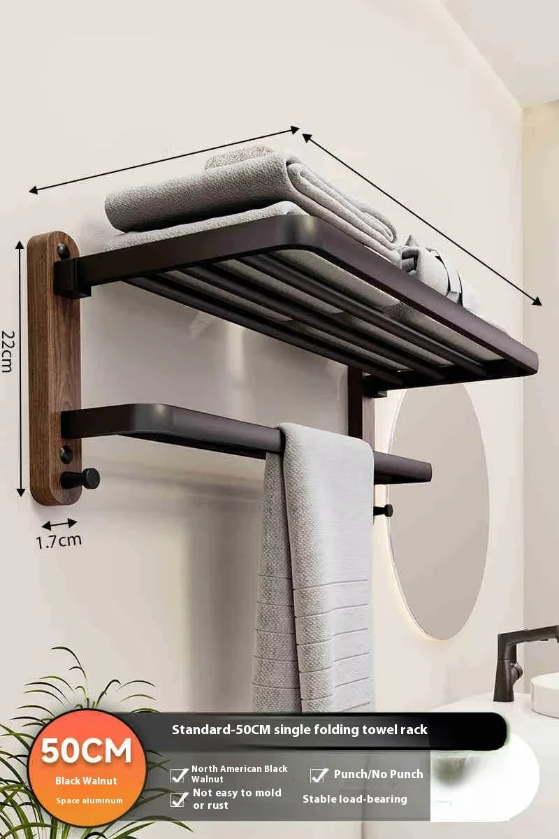 Walnut Wall-Mounted Towel Rack