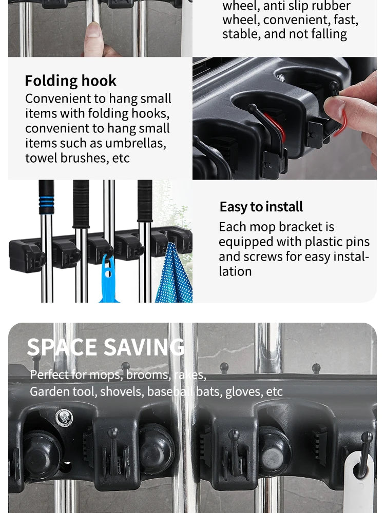 Multi-Functional Wall Mop & Broom Holder