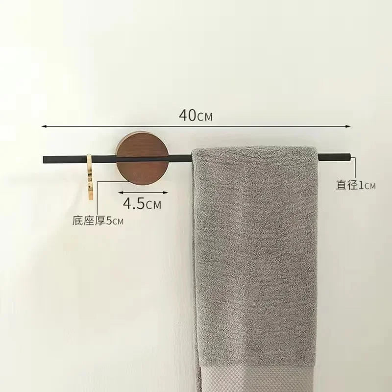 Wood & Aluminium Wall-Mounted Towel Rack