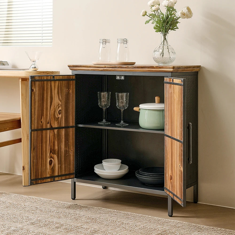 Classic wooden storage cabinet living room side cabinet, kitchen buffet console cabinet with two doors