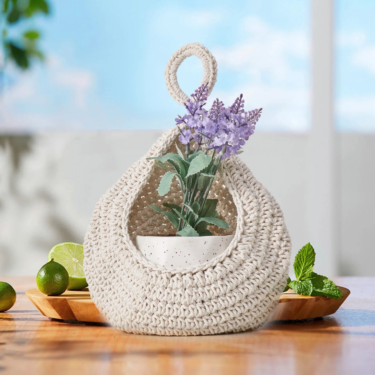 Water Drop Vegetable Fruit Storage Basket Cotton Hand-woven Kitchen Hanging Basket Wall Net Pocket Cotton Rope Home Decor Tool