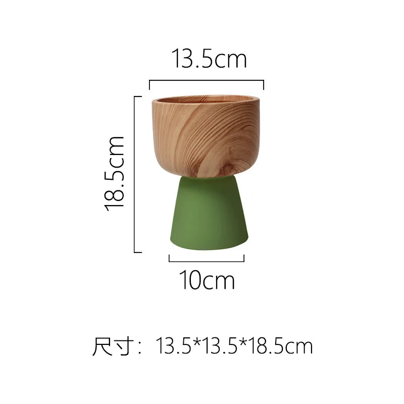 Nordic Colorful Flower Pots Retro Wood Grain Painted Phalaenopsis Succulent Household Internet Celebrity Indoor Breathable
