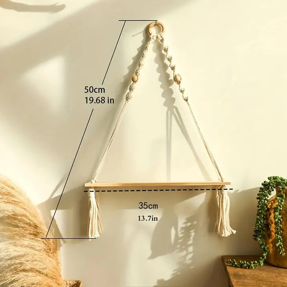 Rustic Wooden Hanging Shelf