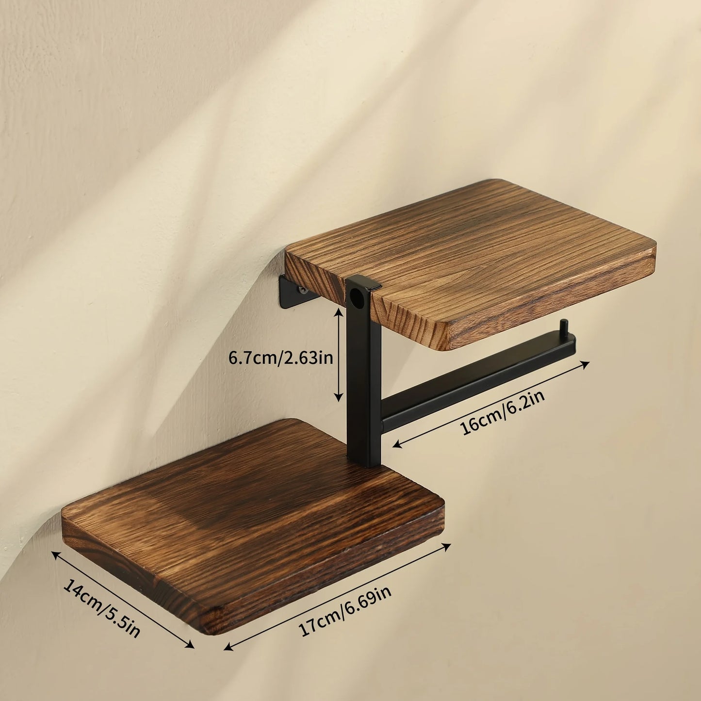 Wooden Wall-Mounted Toilet Paper Holder