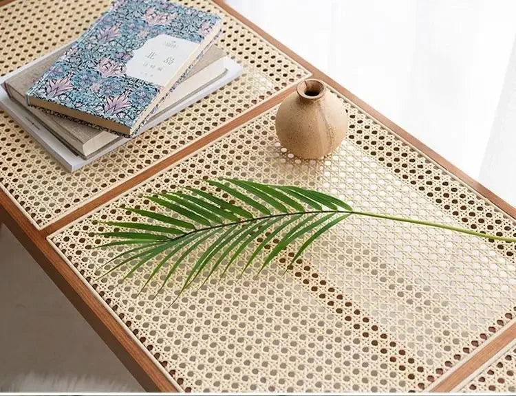 Nordic Solid Wood Rattan Woven Bench