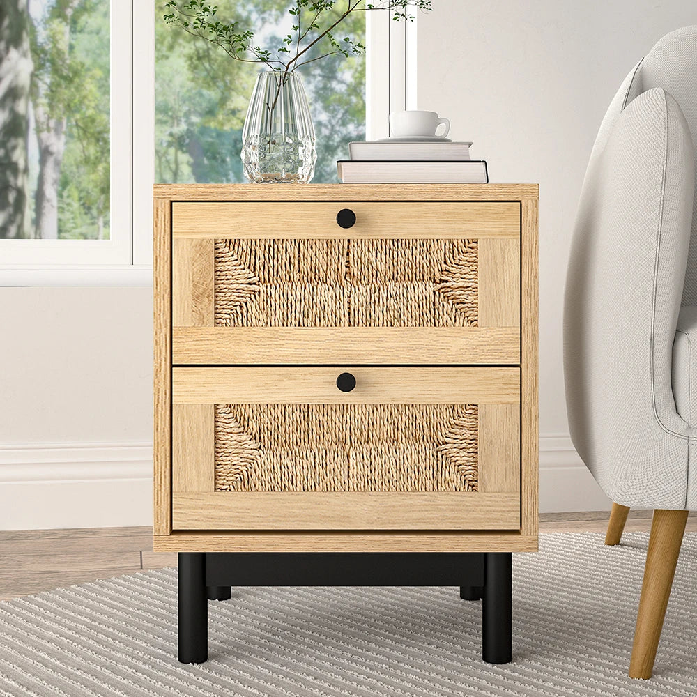 【Lifeideas】2/3-Drawer Woven Accent Cabinet Livingroom Bedroom Decoration Storage Shelf Modern Classic