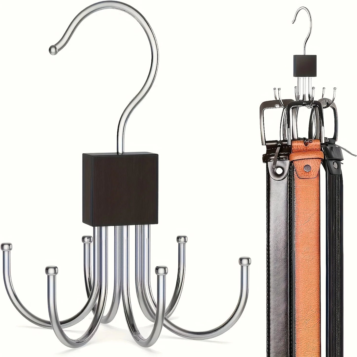 Wood & Stainless Steel Belt Rack
