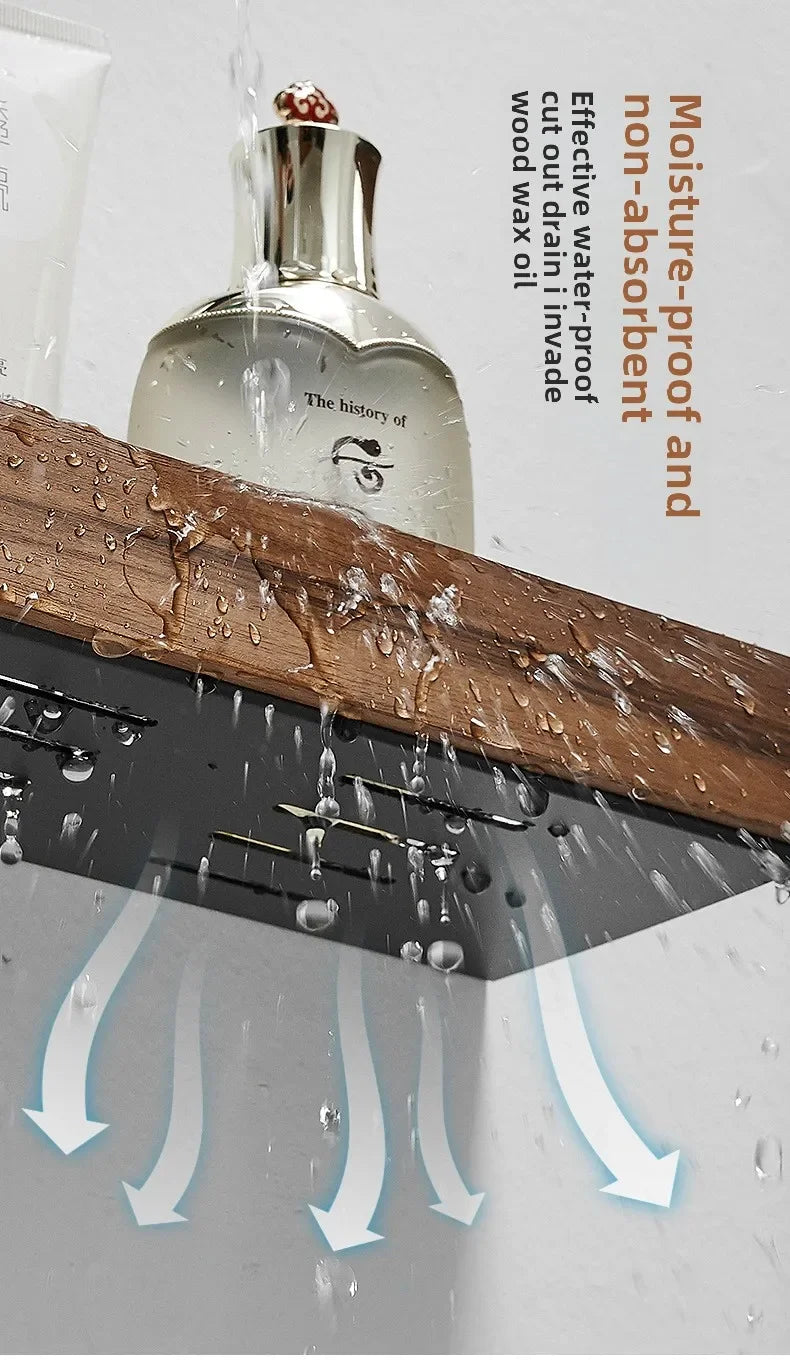 Wall-Mounted Wood Bathroom Shelf