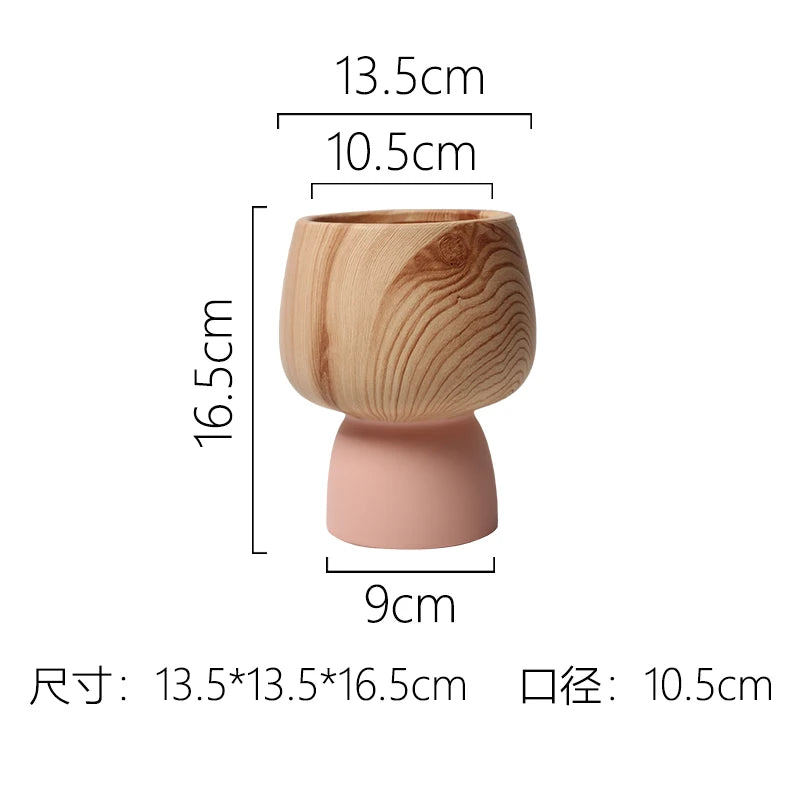 Nordic Colorful Flower Pots Retro Wood Grain Painted Phalaenopsis Succulent Household Internet Celebrity Indoor Breathable
