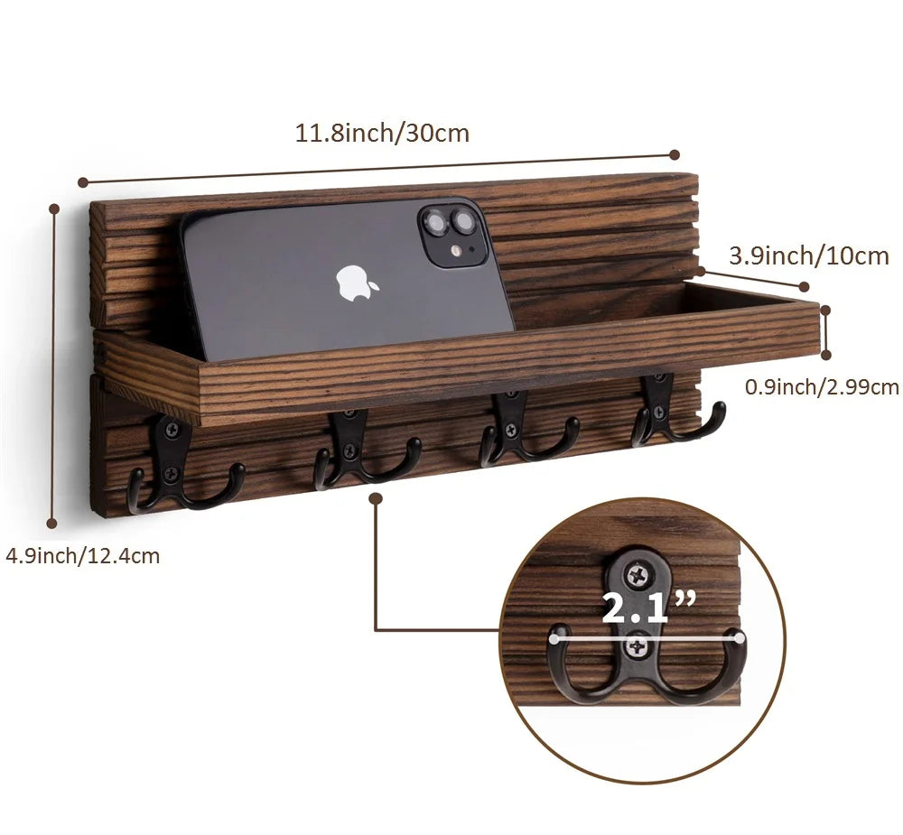 Rustic Wooden Key & Mail Organizer