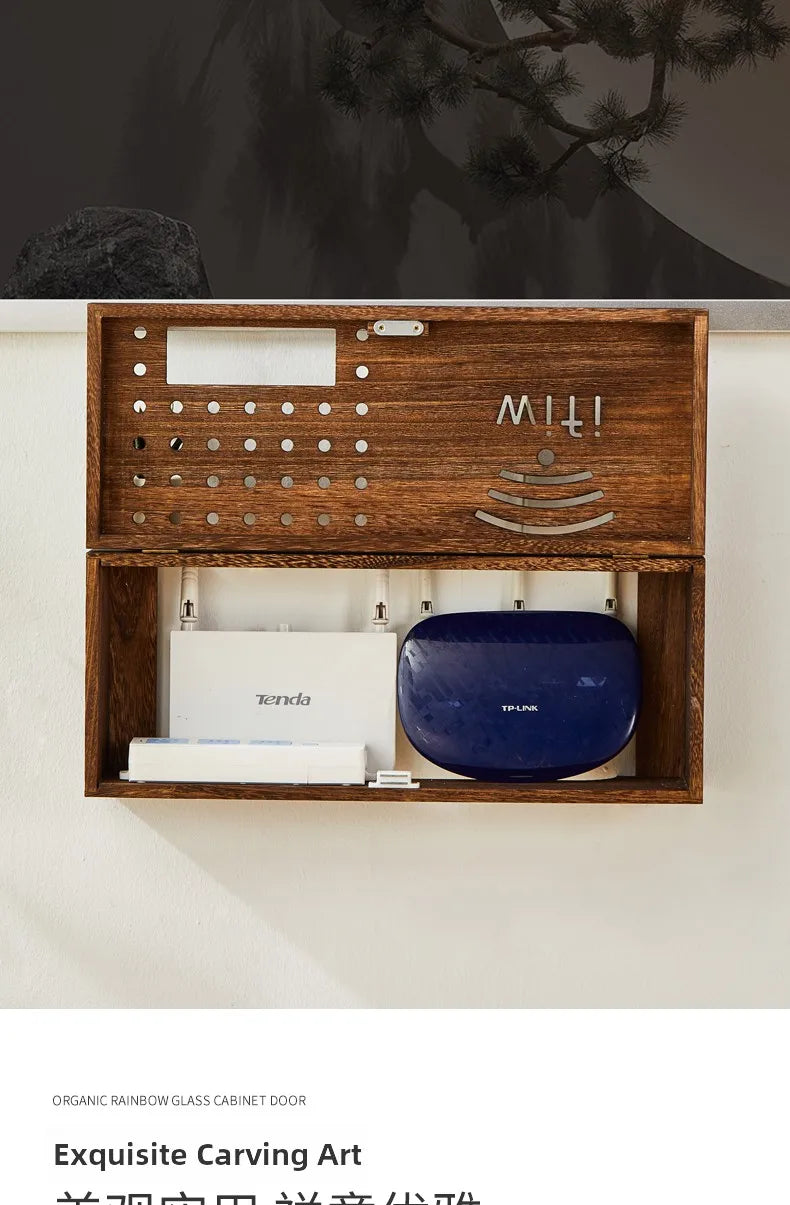 Solid Wood Wall-Mounted TV  Storage Box