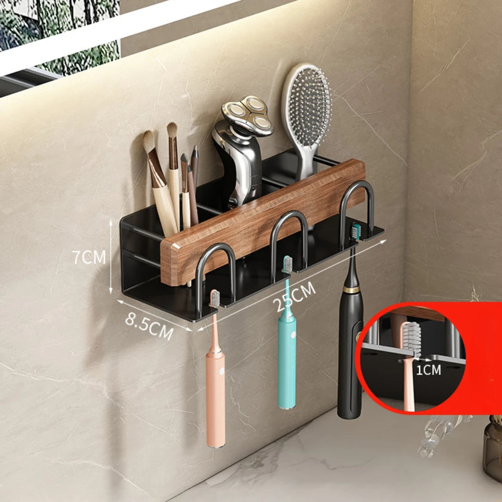 Minimalist Solid Wood Toothbrush & Toothpaste Holder