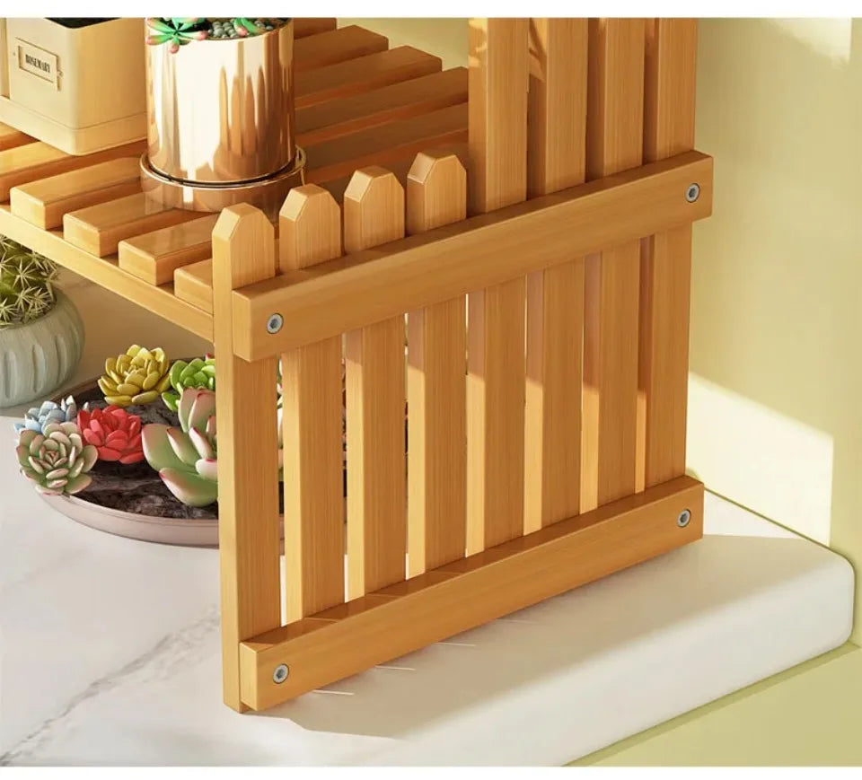 Indoor Plants Holder Wood Shelf Pot Organizer Bookshelf Balcony Bay Window Small Plant Flower Rack Storage Flower Pot Shelves