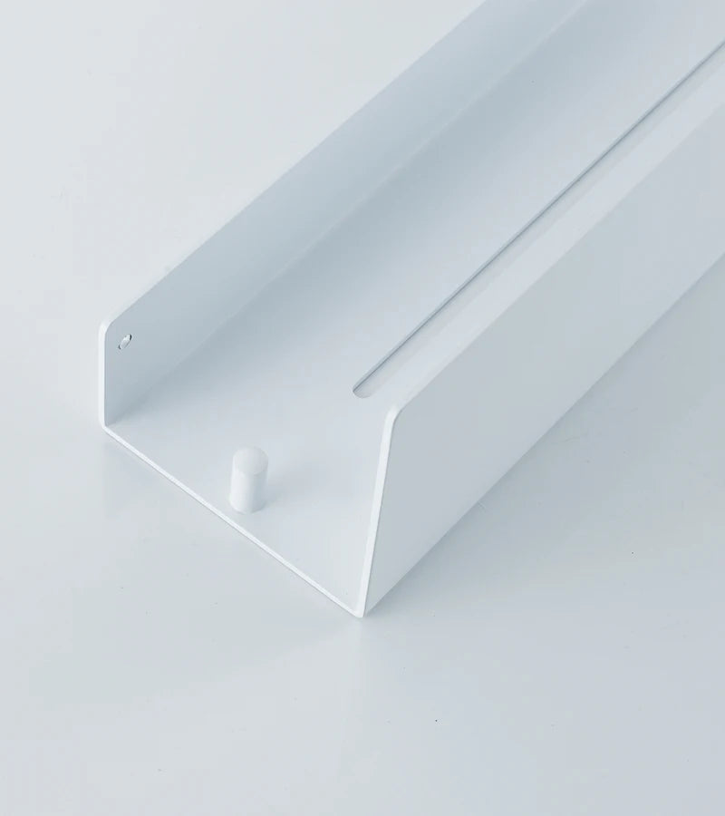 White Aluminium Corner Shower Shelf with Hooks