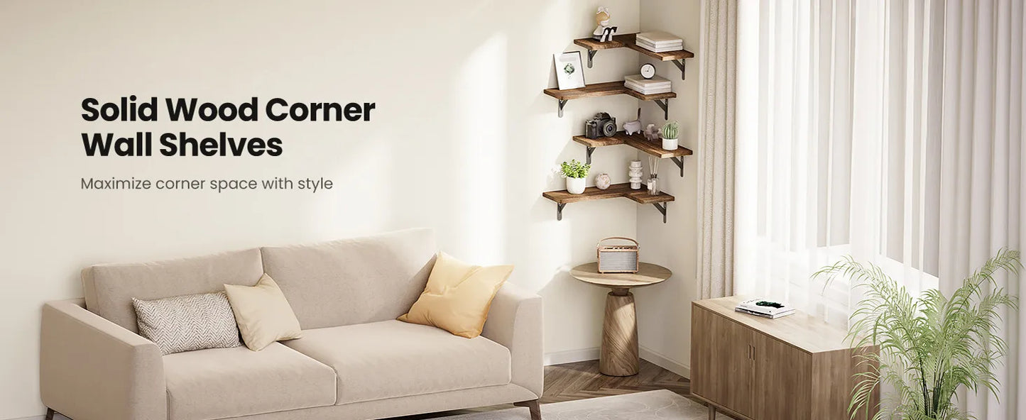 Rustic Wood Corner Floating Shelves