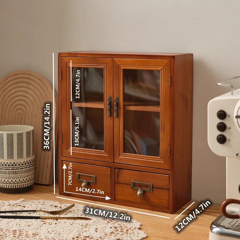 Nordic Vintage Solid Wood Display Cabinet