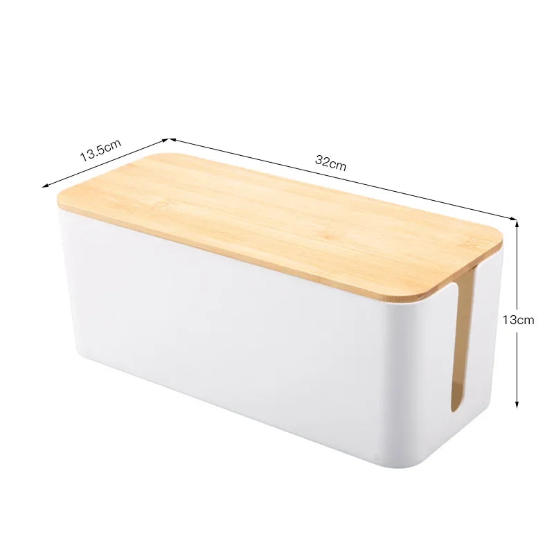 Bamboo-Lid Cable Management Box