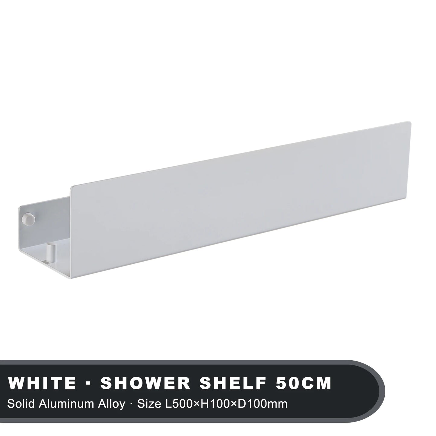 White Aluminium Corner Shower Shelf with Hooks
