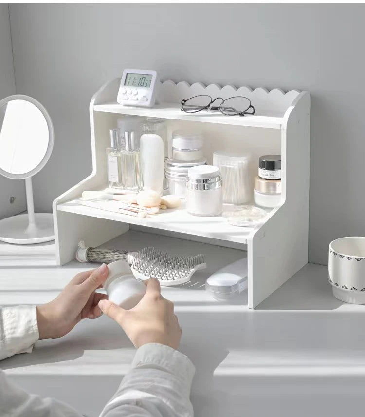 Two-Layer Wooden Desktop Organizer