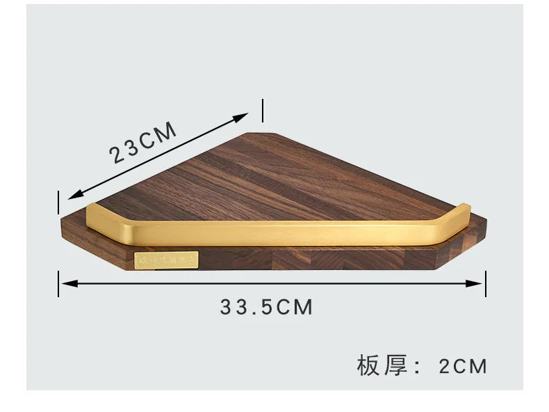 Walnut Brushed Gold Bathroom corner Shelf