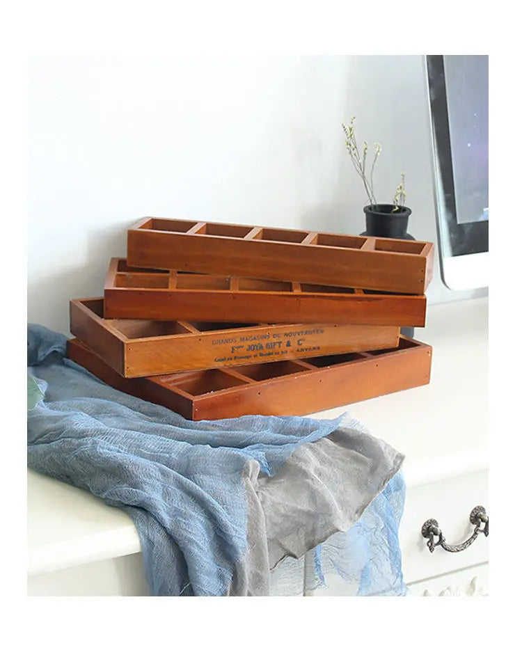 Vintage Wooden Desktop Organizer
