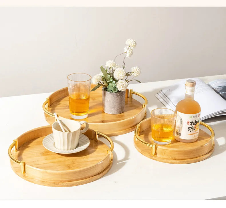 Modern Bamboo Round Tray