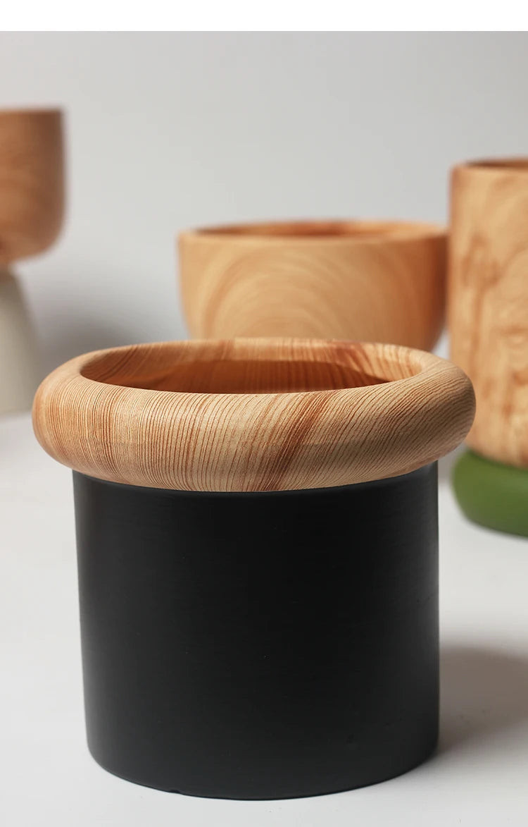 Nordic Colorful Flower Pots Retro Wood Grain Painted Phalaenopsis Succulent Household Internet Celebrity Indoor Breathable