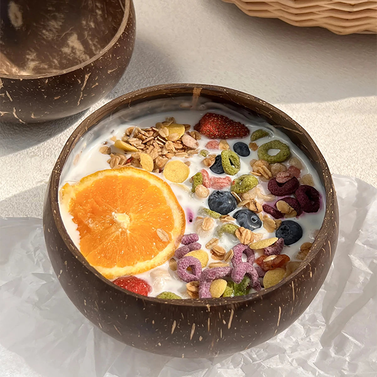 Natural Coconut Shell Bowl And Spoon Set