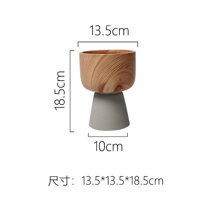 Nordic Colorful Flower Pots Retro Wood Grain Painted Phalaenopsis Succulent Household Internet Celebrity Indoor Breathable