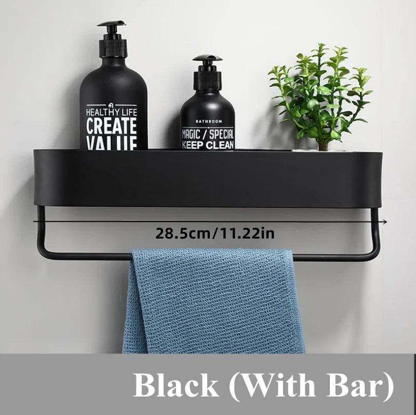 Matte Black Wall-Mounted Shower Shelf