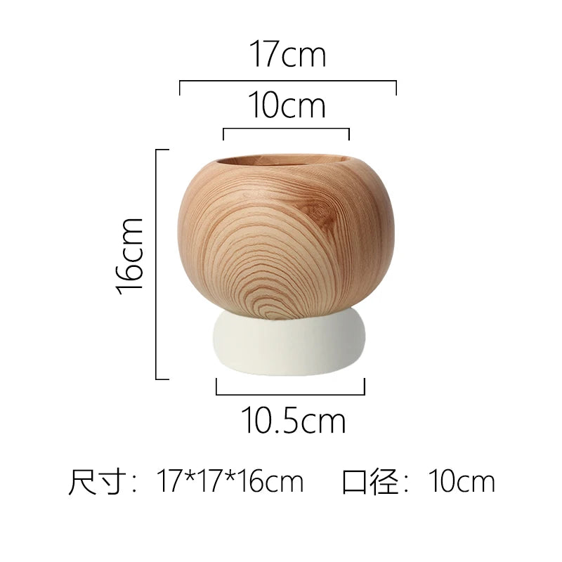 Nordic Colorful Flower Pots Retro Wood Grain Painted Phalaenopsis Succulent Household Internet Celebrity Indoor Breathable