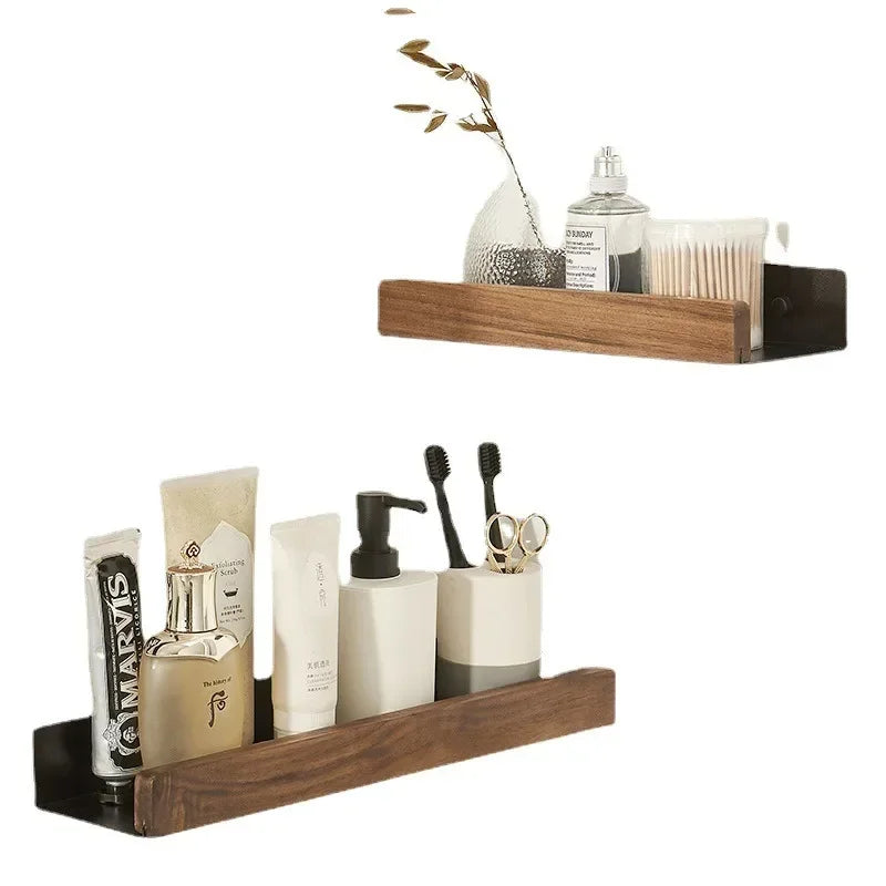 Wall-Mounted Wood Bathroom Shelf