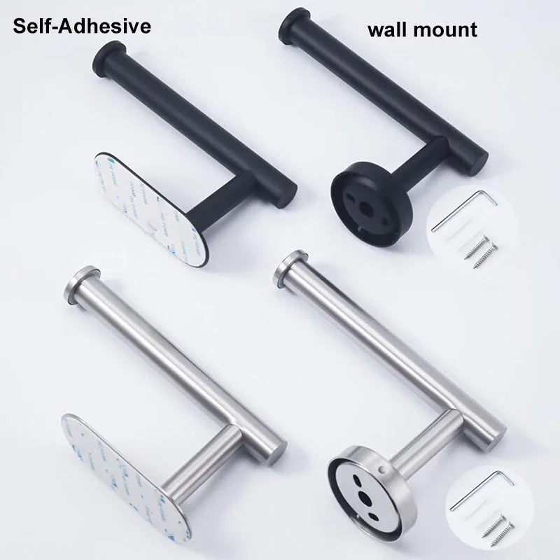 Punch-Free Stainless Steel Toilet Paper Holder