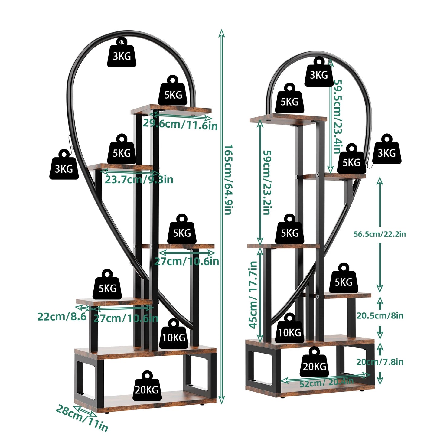 Heart-Shaped Wood & Metal Flower Display