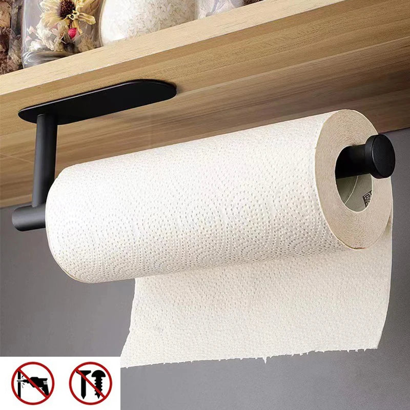 Stainless Steel Self-Adhesive Towel & Toilet Roll Holder – No Drills