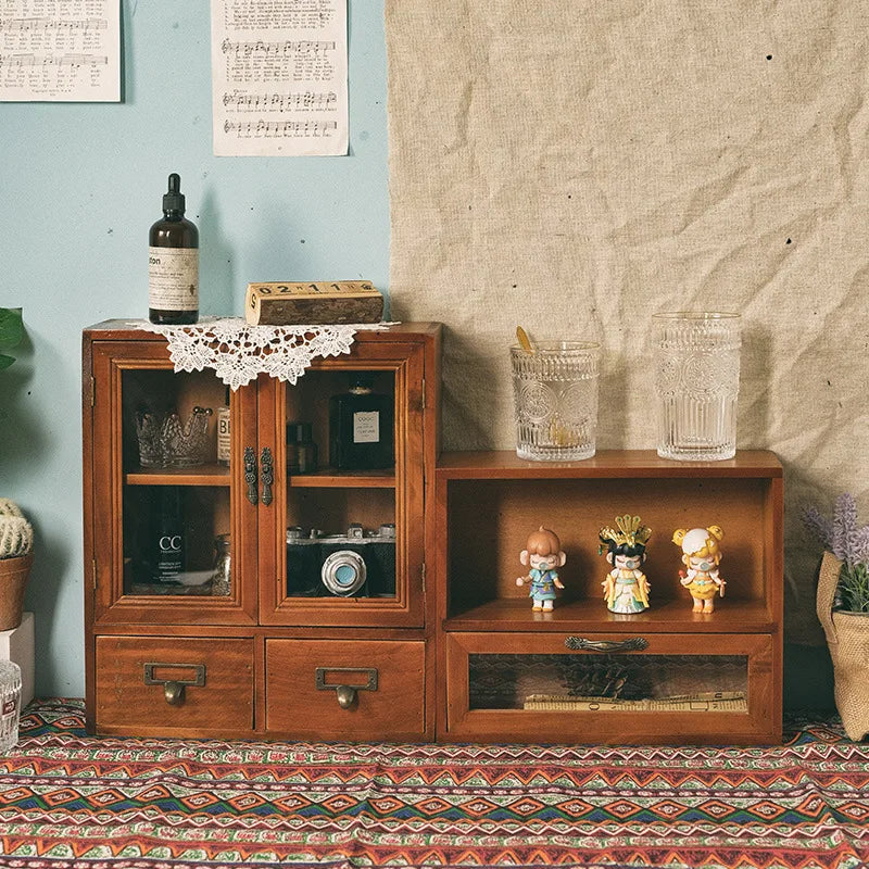 Nordic Vintage Solid Wood Display Cabinet