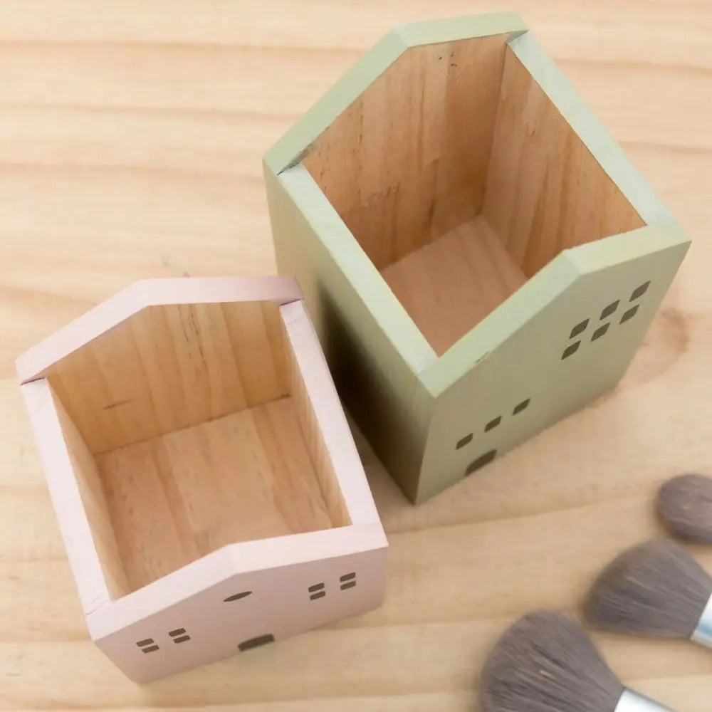 High-Quality Cartoon House Wooden Pen Holder