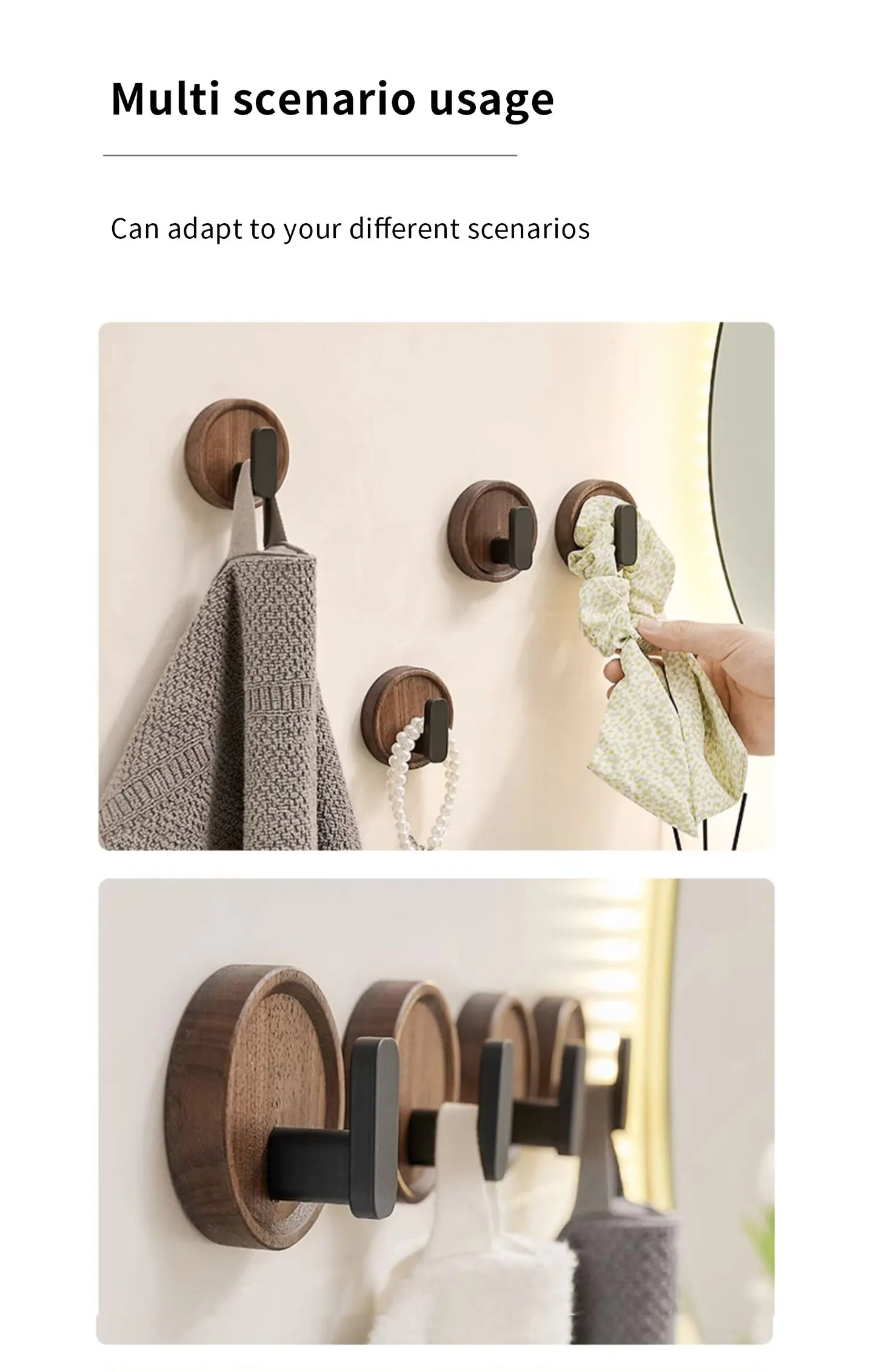 Walnut Wood Wall Coat Rack