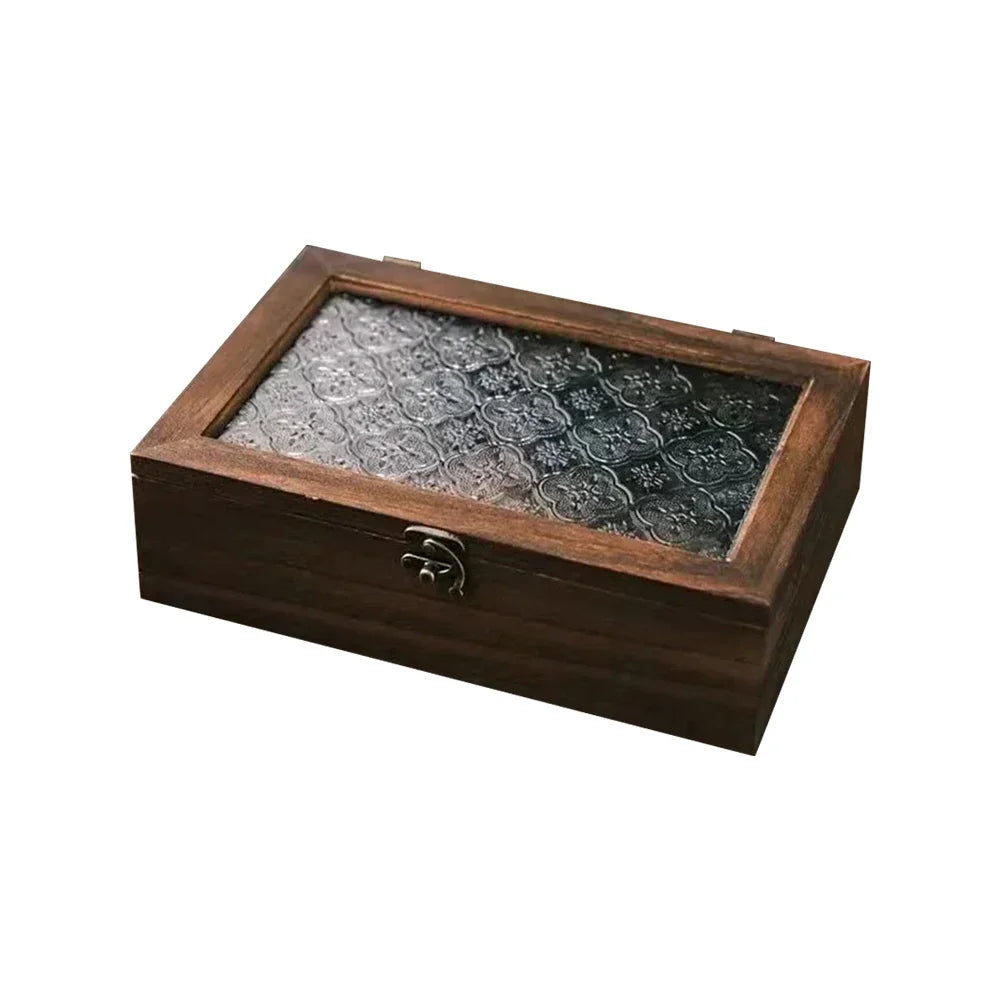 Retro Solid Wood Storage Box with Lid