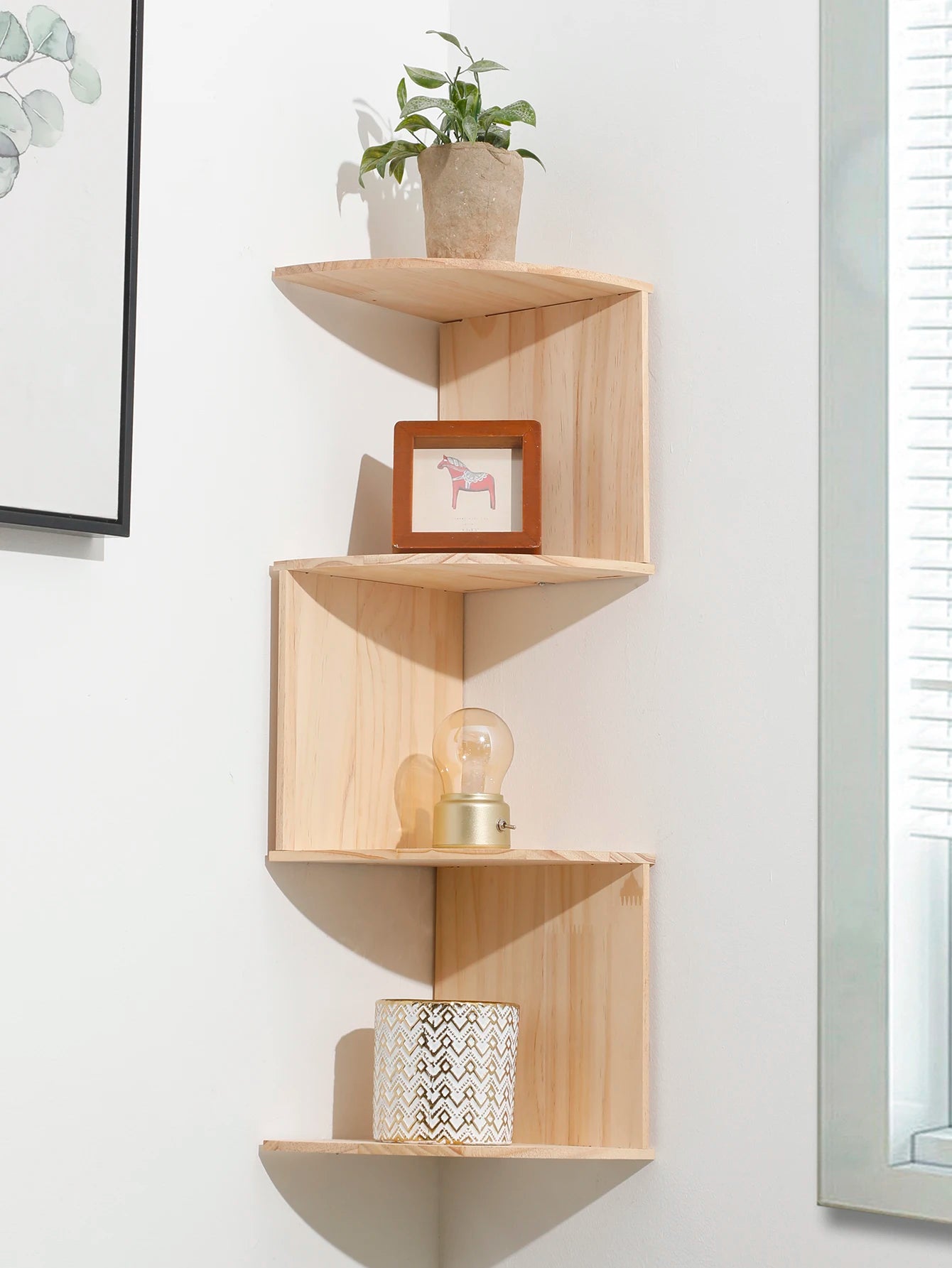 Wooden Burlywood Storage Shelf