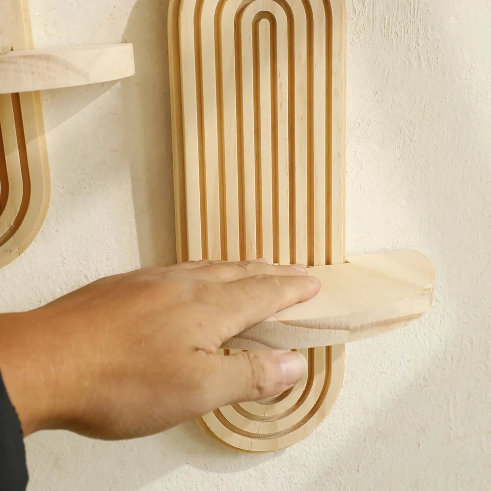 Bohemian Oval Threaded Solid Wood Wall Shelf